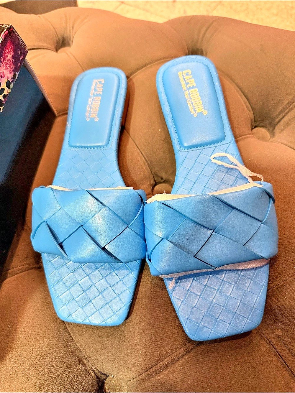 Cape robbin Blue Woven Strap Sandals Like New